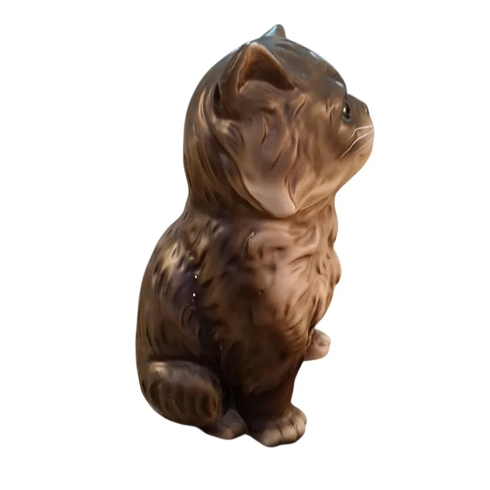 Vintage Persian Cat Kitten Gray White Green Eyes‎ Ceramic 7